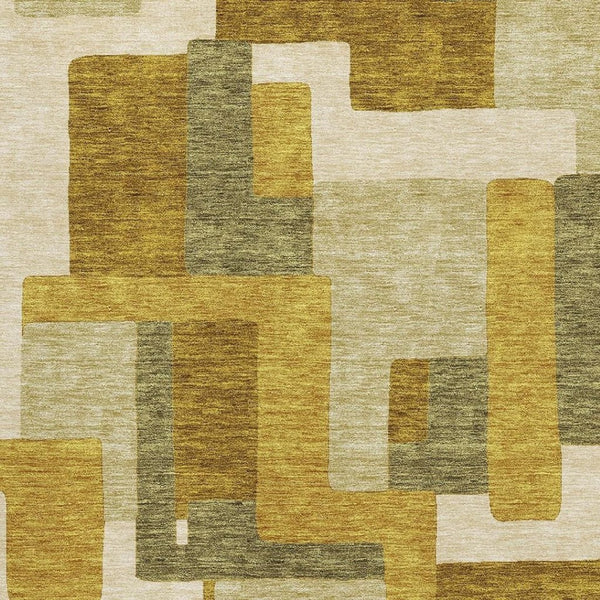 HomeRoots 8' X 10' Stylish Wheat Ivory & Gold Geometric Washable Area Rug with UV Protection for Modern Homes 675748