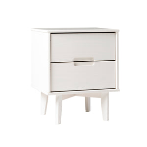 English Elm Walker Edison - Mid-Century Solid Pine 2-Drawer Nightstand White – Versatile Side Table with Cutout Handles and Storage B185P168918