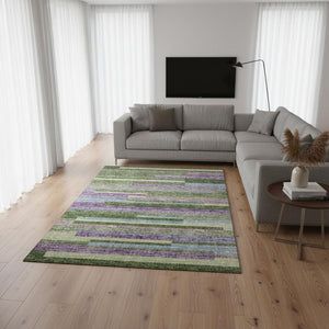 HomeRoots 9' X 12' Multicolor Striped Washable Area Rug with UV Protection - Durable Comfort for High-Traffic Spaces 675767