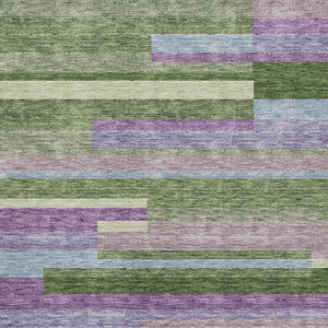 HomeRoots 9' X 12' Multicolor Striped Washable Area Rug with UV Protection - Durable Comfort for High-Traffic Spaces 675767