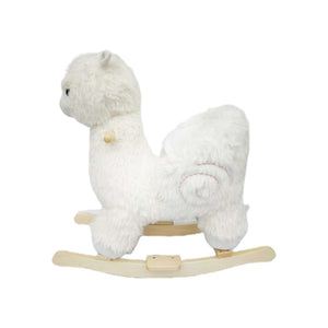 English Elm Kids Alpaca Plush Rocking Toy with Lullaby Sounds Jingle Bells and Safety Belt W3723P374144