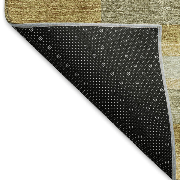 HomeRoots 5' X 8' Amber Ivory Gray Striped Area Rug – Washable, Stain-Resistant & UV Protected for Homes 675776
