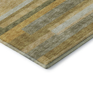 HomeRoots 5' X 8' Amber Ivory Gray Striped Area Rug – Washable, Stain-Resistant & UV Protected for Homes 675776