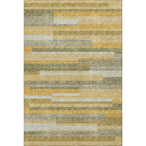 HomeRoots 5' X 8' Amber Ivory Gray Striped Area Rug – Washable, Stain-Resistant & UV Protected for Homes 675776