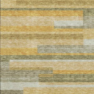 HomeRoots 8' X 10' Amber Ivory Gray Striped Washable Area Rug - Durable, Stylish, UV Protected for Every Room 675778