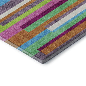 HomeRoots 8' X 10' Vibrant Striped Washable Area Rug with UV Protection—Durable, Stain-Resistant, Pet-Friendly! 675790