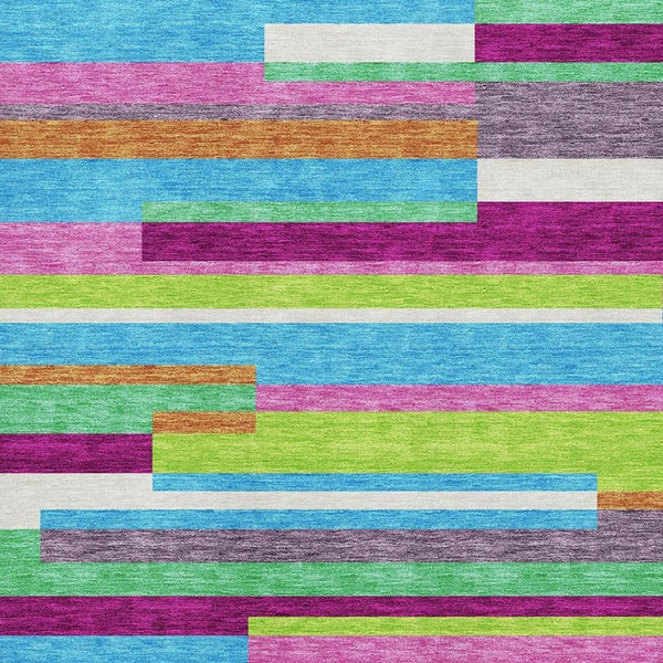 HomeRoots 8' X 10' Vibrant Striped Washable Area Rug with UV Protection—Durable, Stain-Resistant, Pet-Friendly! 675790