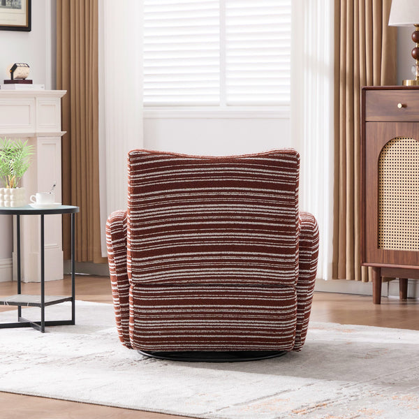 English Elm Modern Boucle 360° Swivel Leisure Chair with High‑Resilience Sponge, Supportive Curve, 550lb Capacity Red W395P355443