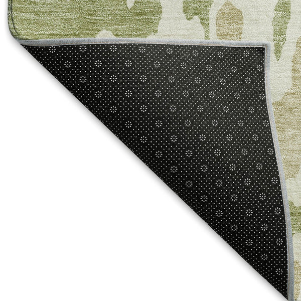 HomeRoots 9' X 12' Artichoke Green Abstract Area Rug - Washable, UV-Protected, Durable for Busy Homes & Style 675815