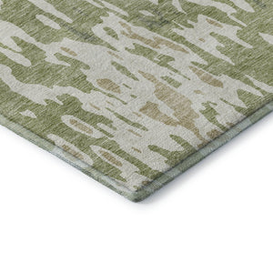 HomeRoots 9' X 12' Artichoke Green Abstract Area Rug - Washable, UV-Protected, Durable for Busy Homes & Style 675815