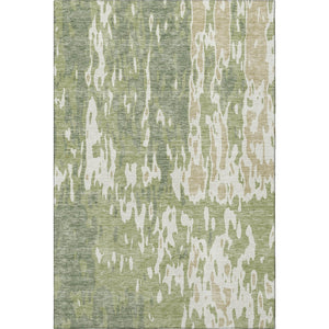 HomeRoots 9' X 12' Artichoke Green Abstract Area Rug - Washable, UV-Protected, Durable for Busy Homes & Style 675815