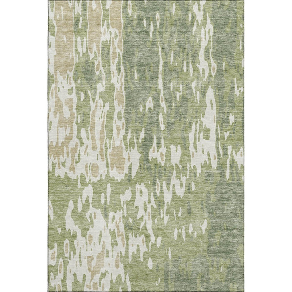 HomeRoots 10' Transitional Abstract Area Rug in Artichoke Green, Ivory & Taupe - Washable & UV Protected! 675816