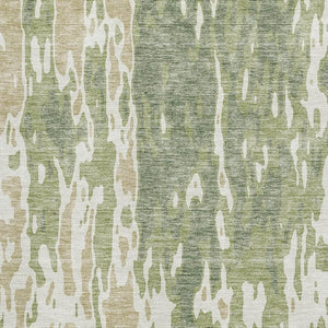 HomeRoots 10' Transitional Abstract Area Rug in Artichoke Green, Ivory & Taupe - Washable & UV Protected! 675816