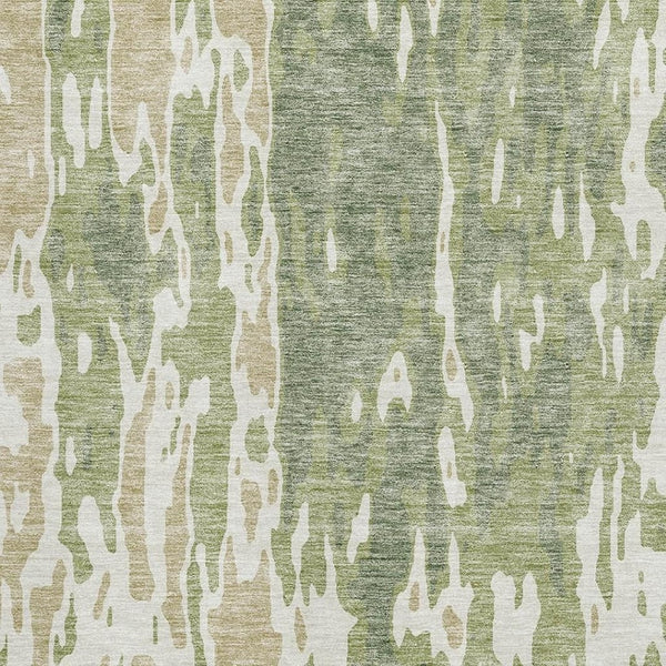 HomeRoots 10' Transitional Abstract Area Rug in Artichoke Green, Ivory & Taupe - Washable & UV Protected! 675816