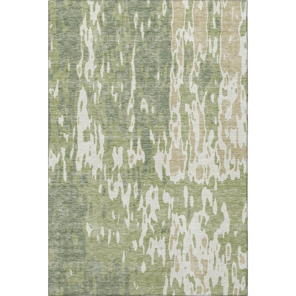 HomeRoots 10' Transitional Abstract Area Rug in Artichoke Green, Ivory & Taupe - Washable & UV Protected! 675816