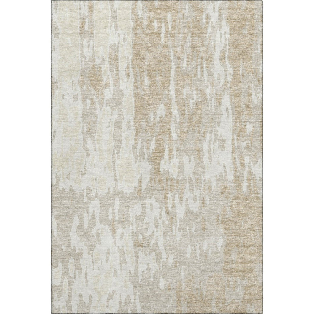 HomeRoots 5' X 8' Beige Ivory Tan Abstract Area Rug - Washable, UV Protected, Family-Friendly & Stylish Décor 675818