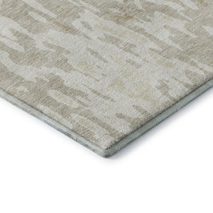HomeRoots 8' Beige Ivory Tan Abstract Round Rug - Washable, UV Protected, Durable Design for Any Space 675819