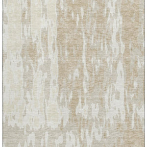 HomeRoots 9' X 12' Washable Area Rug in Beige Ivory Tan – Durable, Stain-Resistant with UV Protection for Homes 675821