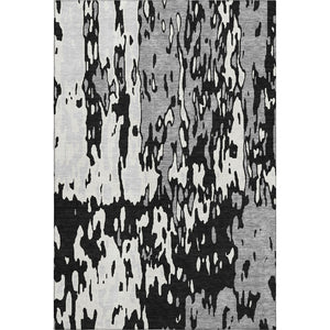 HomeRoots 5' X 8' Black Ivory And Gray Abstract Area Rug - Washable, UV Protected, Stylish & Durable Design 675824