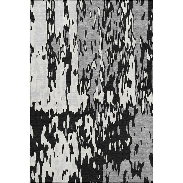 HomeRoots 5' X 8' Black Ivory And Gray Abstract Area Rug - Washable, UV Protected, Stylish & Durable Design 675824