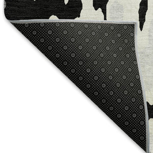 HomeRoots 5' X 8' Black Ivory And Gray Abstract Area Rug - Washable, UV Protected, Stylish & Durable Design 675824