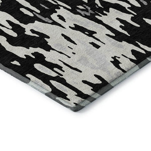 HomeRoots 5' X 8' Black Ivory And Gray Abstract Area Rug - Washable, UV Protected, Stylish & Durable Design 675824