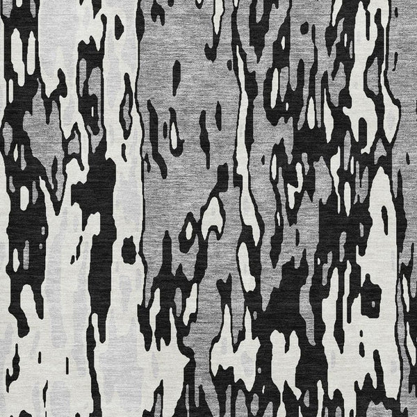 HomeRoots 5' X 8' Black Ivory And Gray Abstract Area Rug - Washable, UV Protected, Stylish & Durable Design 675824