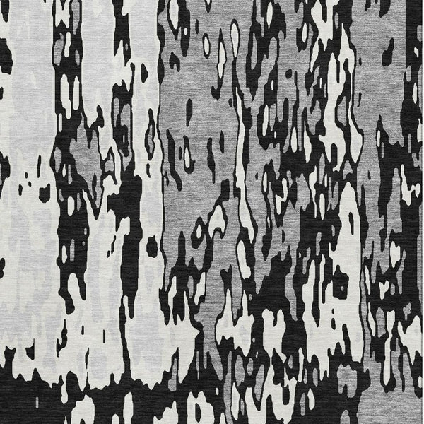 HomeRoots 5' X 8' Black Ivory And Gray Abstract Area Rug - Washable, UV Protected, Stylish & Durable Design 675824