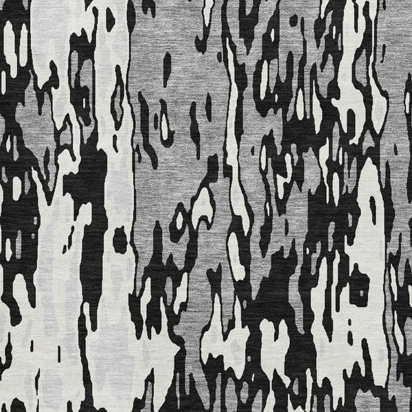 HomeRoots 8' X 10' Modern Black Ivory Gray Abstract Washable Area Rug – UV Protected, Family-Friendly Design 675826