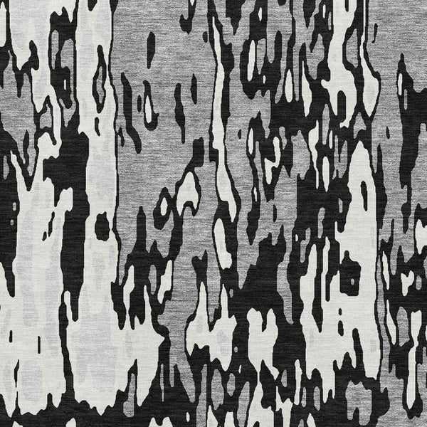 HomeRoots 10' X 14' Black Ivory Gray Abstract Washable Area Rug - Durable, Stylish & UV-Resistant Design! 675828