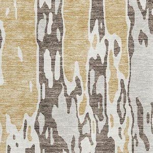 HomeRoots 8' X 10' Stylish Brown, Ivory & Gold Abstract Area Rug – Washable, UV Protected, Pet-Friendly Design! 675832