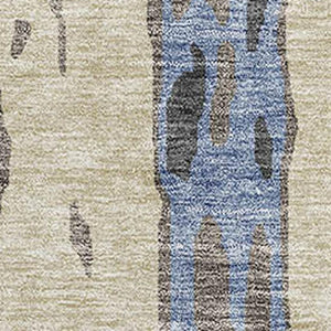 HomeRoots 8' X 10' Stylish Denim Blue Gray Beige Washable Area Rug - Durable, UV Protected, Easy Care Design! 675838