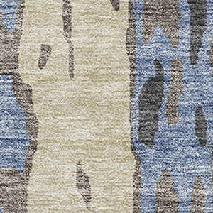 HomeRoots 10' X 14' Stylish Denim Blue & Beige Abstract Washable Area Rug with UV Protection for Easy Care 675840