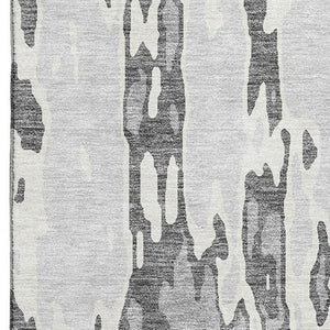 HomeRoots 5' X 8' Abstract Gray Ivory Silver Area Rug - Washable, UV Protected, Stylish for High-Traffic Areas 675842