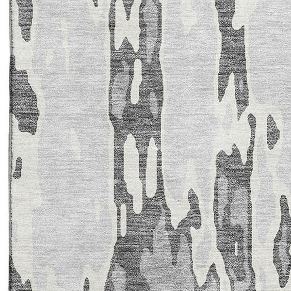 HomeRoots 5' X 8' Abstract Gray Ivory Silver Area Rug - Washable, UV Protected, Stylish for High-Traffic Areas 675842