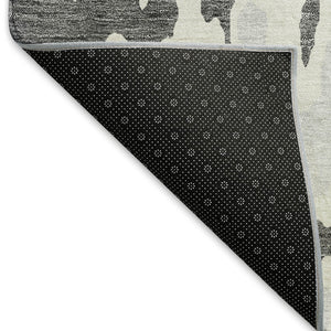 HomeRoots 8' X 10' Gray Ivory Silver Abstract Washable Area Rug - Durable, UV-Resistant, Ideal for Homes 675844