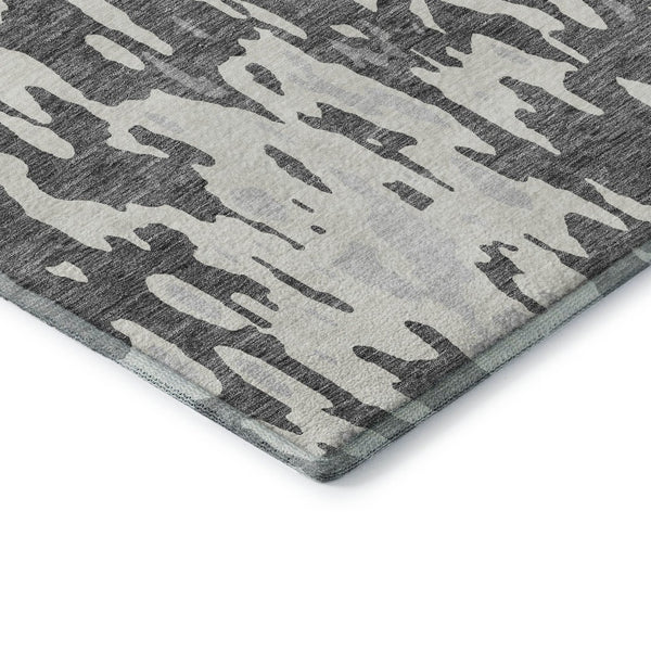 HomeRoots 8' X 10' Gray Ivory Silver Abstract Washable Area Rug - Durable, UV-Resistant, Ideal for Homes 675844