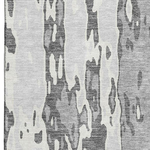 HomeRoots 8' X 10' Gray Ivory Silver Abstract Washable Area Rug - Durable, UV-Resistant, Ideal for Homes 675844
