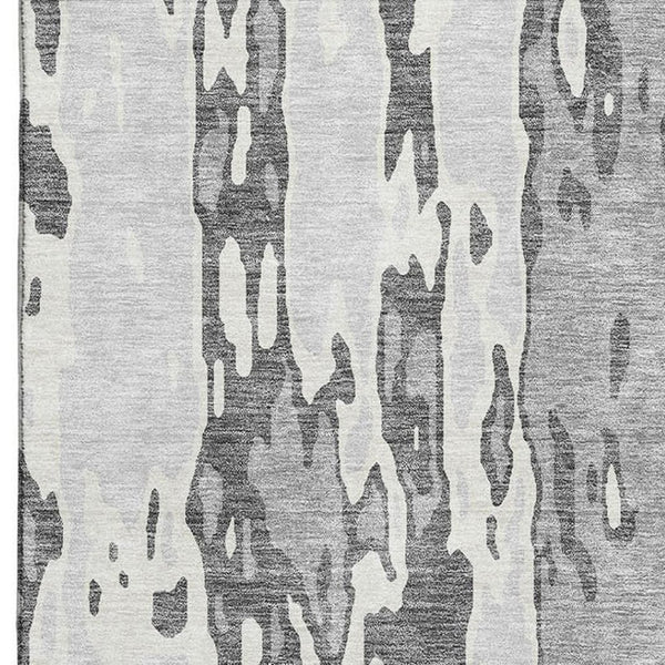 HomeRoots 8' X 10' Gray Ivory Silver Abstract Washable Area Rug - Durable, UV-Resistant, Ideal for Homes 675844