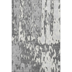 HomeRoots 8' X 10' Gray Ivory Silver Abstract Washable Area Rug - Durable, UV-Resistant, Ideal for Homes 675844