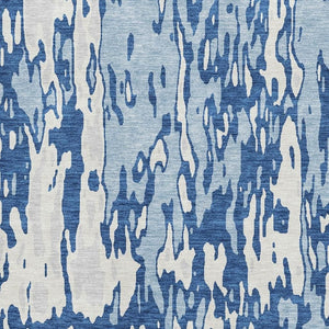 HomeRoots 8' X 10' Navy Blue And Ivory Abstract Area Rug - Washable, UV Protected, Modern Design for Easy Care 675850