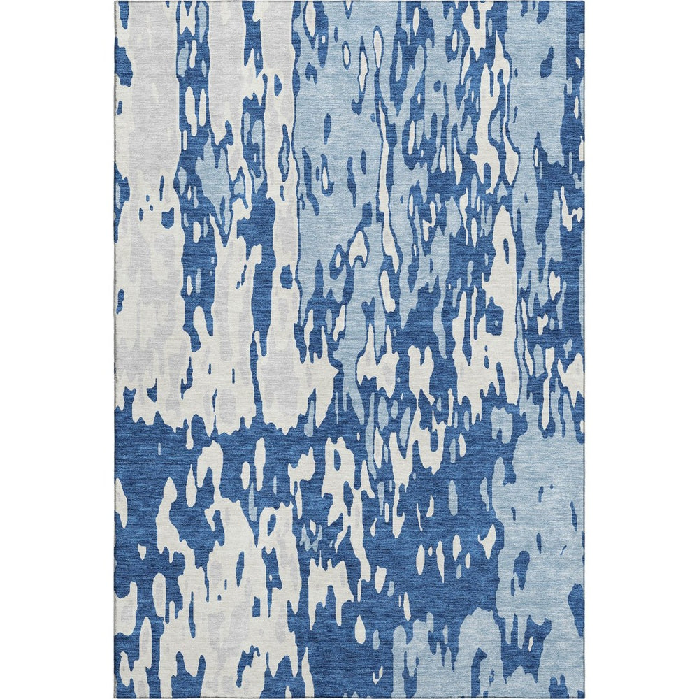 HomeRoots 10' Navy Blue & Ivory Abstract Area Rug – Washable, UV-Protected, Durable Design for Homes with Kids & Pets 675852