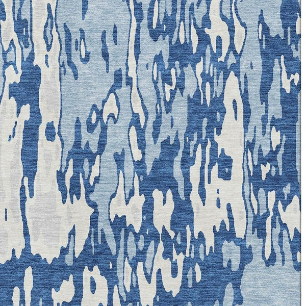 HomeRoots 10' Navy Blue & Ivory Abstract Area Rug – Washable, UV-Protected, Durable Design for Homes with Kids & Pets 675852