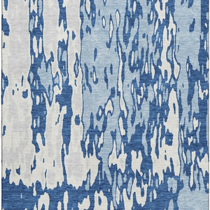 HomeRoots 10' Navy Blue & Ivory Abstract Area Rug – Washable, UV-Protected, Durable Design for Homes with Kids & Pets 675852