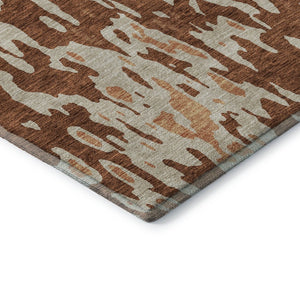 HomeRoots 5' X 8' Rust Beige Peach Abstract Washable Area Rug – Modern, Stain-Resistant, UV Protected Design 675860