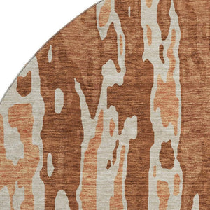 HomeRoots 8' Washable Round Rug in Rust, Beige & Peach - UV Protected, Stylish & Durable for Modern Spaces 675861