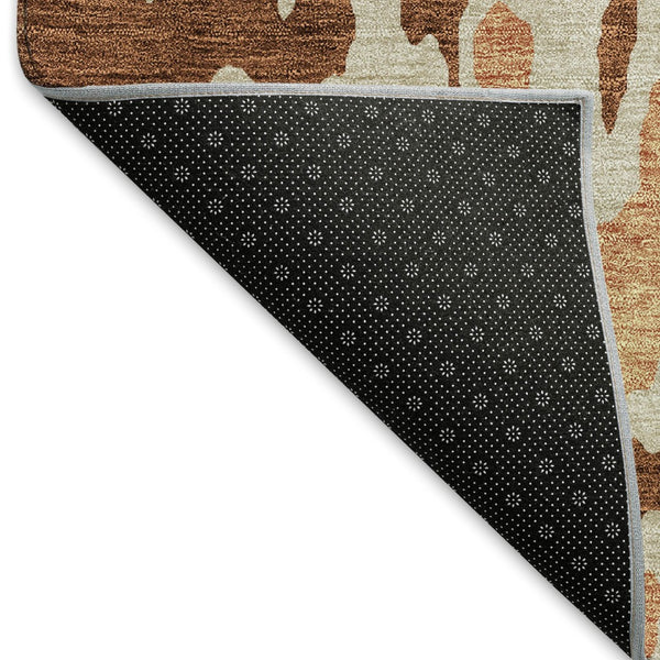 HomeRoots 8' X 10' Stylish Rust Beige Peach Abstract Washable Area Rug - UV Protected & Stain Resistant 675862