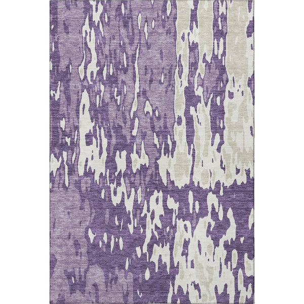 HomeRoots 5' X 8' Stylish Purple & Ivory Abstract Washable Area Rug – Durable, UV Protected & Easy Care! 675866