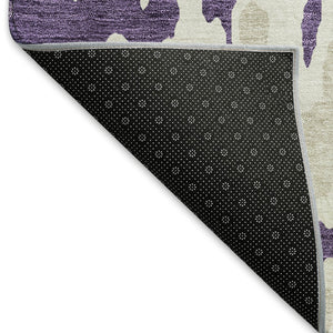 HomeRoots 8' X 10' Abstract Purple & Ivory Area Rug – Washable, UV-Protected, Perfect for High-Traffic Homes! 675868