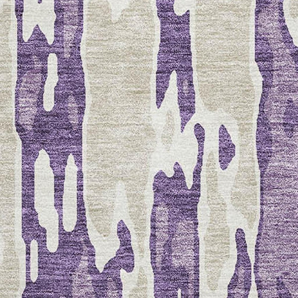 HomeRoots 8' X 10' Abstract Purple & Ivory Area Rug – Washable, UV-Protected, Perfect for High-Traffic Homes! 675868